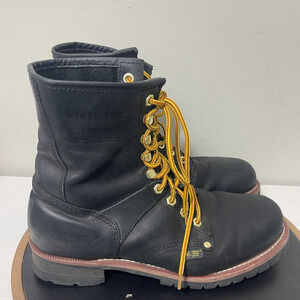 AdTec Logger Work‎ Boots Men 13 Black Leather 9" Waterproof Steel Toe Work